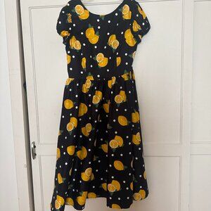 Collectif London Lemon & Polka Dot Retro Fit & Flare Dress – UK 12 / US Medium